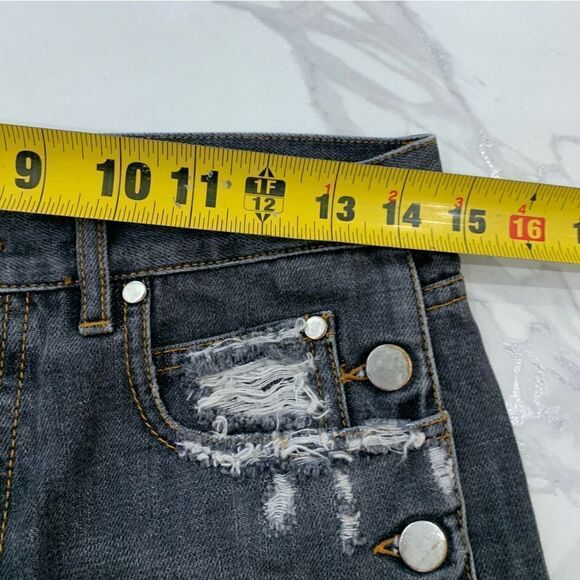 Faith Connexion Denim Shorts Women’s 24 Black Distressed Both Side Button NWT - Picture 6 of 12